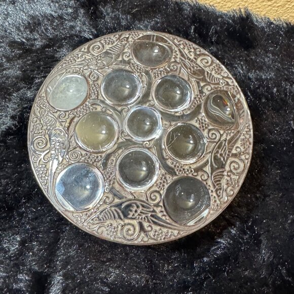 Lalique Roger Powder Vanity Box French Art Glass Birds & Grapes Cristal France - Picture 5 of 7